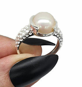 Freshwater Pearl Ring, 3 Sizes, Sterling Silver, June Birthstone - GemzAustralia 