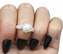 Load image into Gallery viewer, Freshwater Pearl Ring, 3 Sizes, Sterling Silver, June Birthstone - GemzAustralia 