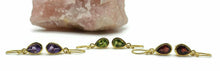 Load image into Gallery viewer, Peridot, Amethyst or Garnet Earrings, Sterling Silver, 14K gold plated - GemzAustralia 