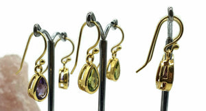Peridot, Amethyst or Garnet Earrings, Sterling Silver, 14K gold plated - GemzAustralia 