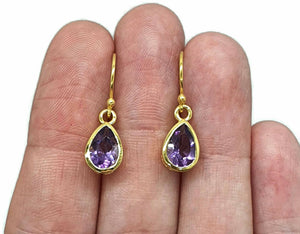 Peridot, Amethyst or Garnet Earrings, Sterling Silver, 14K gold plated - GemzAustralia 