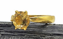 Load image into Gallery viewer, Gold Citrine Ring, 3 sizes, Sterling Silver, 14K gold Plated, 2.5 carats, Prong Set Solitaire - GemzAustralia 