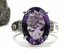 Load image into Gallery viewer, Amethyst &amp; Natural White Zircon Ring, 4 Sizes, Sterling Silver, 6.5 carats - GemzAustralia 