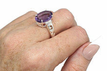 Load image into Gallery viewer, Amethyst &amp; Natural White Zircon Ring, 4 Sizes, Sterling Silver, 6.5 carats - GemzAustralia 