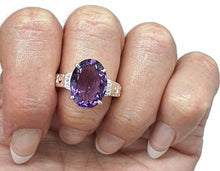 Load image into Gallery viewer, Amethyst &amp; Natural White Zircon Ring, 4 Sizes, Sterling Silver, 6.5 carats - GemzAustralia 