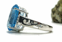 Load image into Gallery viewer, Swiss Blue Topaz &amp; White Zircon Ring, 4 Sizes, Sterling Silver, 10 carats - GemzAustralia 