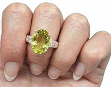 Load image into Gallery viewer, Lemon Quartz &amp; Zircon Ring, 4 Sizes, 8 carats, Sterling Silver, Oval Shaped - GemzAustralia 