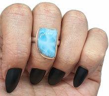 Load image into Gallery viewer, Larimar Ring, Size 8.25, Dolphin Stone, Sterling Silver, Stone of Atlantis, Spiritual - GemzAustralia 
