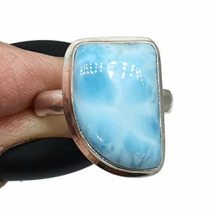 Larimar Ring, Size 8.25, Dolphin Stone, Sterling Silver, Stone of Atlantis, Spiritual - GemzAustralia 