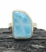 Load image into Gallery viewer, Larimar Ring, Size 8.25, Dolphin Stone, Sterling Silver, Stone of Atlantis, Spiritual - GemzAustralia 