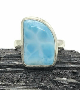 Larimar Ring, Size 8.25, Dolphin Stone, Sterling Silver, Stone of Atlantis, Spiritual - GemzAustralia 