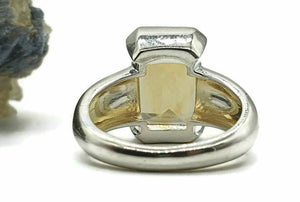 Citrine Rectangle Ring, 4 sizes, Sterling Silver, Emerald Faceted, November Birthstone - GemzAustralia 