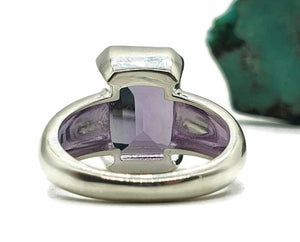 Amethyst Rectangle Ring, 4 sizes, Sterling Silver, Emerald Faceted, February Birthstone - GemzAustralia 