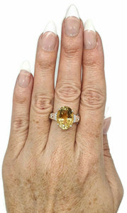 Citrine & Zircon Ring, 3 Sizes, Sterling Silver, filigree Ring, Oval Shaped - GemzAustralia 