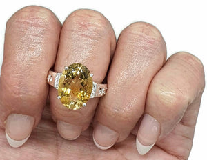 Citrine & Zircon Ring, 3 Sizes, Sterling Silver, filigree Ring, Oval Shaped - GemzAustralia 