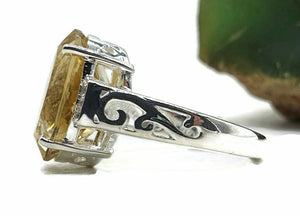 Citrine & Zircon Ring, 3 Sizes, Sterling Silver, filigree Ring, Oval Shaped - GemzAustralia 
