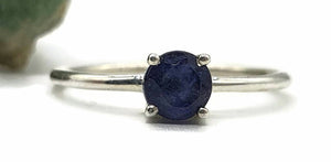 Blue Sapphire ring, Sterling Silver, Round Shaped, Australian Sapphire, September Birthstone - GemzAustralia 