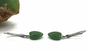 Canadian Jade Heart Earrings, Sterling Silver, Deep Green Jade Hearts - GemzAustralia 