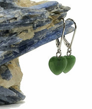 Load image into Gallery viewer, Canadian Jade Heart Earrings, Sterling Silver, Deep Green Jade Hearts - GemzAustralia 