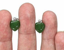 Load image into Gallery viewer, Canadian Jade Heart Earrings, Sterling Silver, Deep Green Jade Hearts - GemzAustralia 