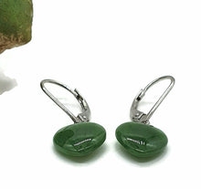 Load image into Gallery viewer, Canadian Jade Heart Earrings, Sterling Silver, Deep Green Jade Hearts - GemzAustralia 