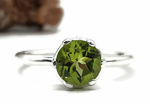 Peridot Ring, 3 Sizes, Sterling Silver, August Birthstone, Solitaire Ring - GemzAustralia 