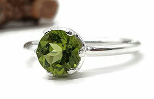 Peridot Ring, 3 Sizes, Sterling Silver, August Birthstone, Solitaire Ring - GemzAustralia 