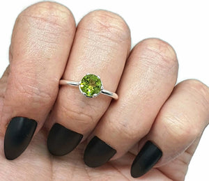 Peridot Ring, 3 Sizes, Sterling Silver, August Birthstone, Solitaire Ring - GemzAustralia 