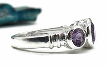 Load image into Gallery viewer, Amethyst Ring, 3 Sizes, Sterling Silver, Trilogy Ring, Three Stone Ring - GemzAustralia 