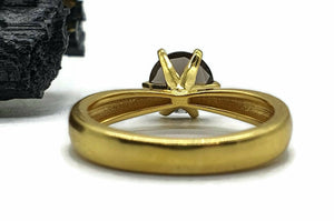 Smoky Quartz Ring, 3 sizes Sterling Silver, 14K gold Plated, 2.5 carats, Prong Set Solitaire - GemzAustralia 