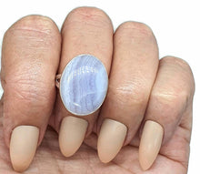 Load image into Gallery viewer, Blue Lace Agate Ring, Size 8, Sterling Silver, Oval Shaped - GemzAustralia 