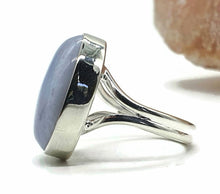 Load image into Gallery viewer, Blue Lace Agate Ring, Size 8, Sterling Silver, Oval Shaped - GemzAustralia 