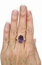 Load image into Gallery viewer, Amethyst &amp; Natural White Zircon Ring, 4 Sizes, Sterling Silver, 6.5 carats - GemzAustralia 