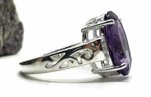 Load image into Gallery viewer, Amethyst &amp; Natural White Zircon Ring, 4 Sizes, Sterling Silver, 6.5 carats - GemzAustralia 