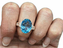 Load image into Gallery viewer, Swiss Blue Topaz &amp; White Zircon Ring, 4 Sizes, Sterling Silver, 10 carats - GemzAustralia 