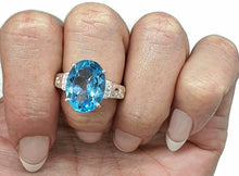 Load image into Gallery viewer, Swiss Blue Topaz &amp; White Zircon Ring, 4 Sizes, Sterling Silver, 10 carats - GemzAustralia 