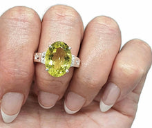 Load image into Gallery viewer, Lemon Quartz &amp; Zircon Ring, 4 Sizes, 8 carats, Sterling Silver, Oval Shaped - GemzAustralia 