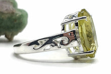 Load image into Gallery viewer, Lemon Quartz &amp; Zircon Ring, 4 Sizes, 8 carats, Sterling Silver, Oval Shaped - GemzAustralia 