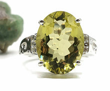 Load image into Gallery viewer, Lemon Quartz &amp; Zircon Ring, 4 Sizes, 8 carats, Sterling Silver, Oval Shaped - GemzAustralia 