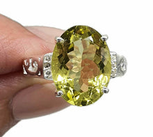 Load image into Gallery viewer, Lemon Quartz &amp; Zircon Ring, 4 Sizes, 8 carats, Sterling Silver, Oval Shaped - GemzAustralia 