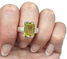 Load image into Gallery viewer, Lemon Quartz Ring, Emerald Faceted, 4 sizes, Sterling Silver, 10 carats, Gemini Zodiac - GemzAustralia 