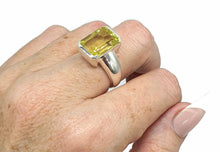 Load image into Gallery viewer, Lemon Quartz Ring, Emerald Faceted, 4 sizes, Sterling Silver, 10 carats, Gemini Zodiac - GemzAustralia 