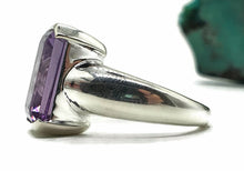 Load image into Gallery viewer, Amethyst Rectangle Ring, 4 sizes, Sterling Silver, Emerald Faceted, February Birthstone - GemzAustralia 