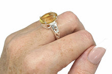 Load image into Gallery viewer, Citrine &amp; Zircon Ring, 3 Sizes, Sterling Silver, filigree Ring, Oval Shaped - GemzAustralia 