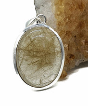 Load image into Gallery viewer, Golden Rutilated Quartz Pendant, Sterling Silver, Oval Shaped, 45 Carats - GemzAustralia 