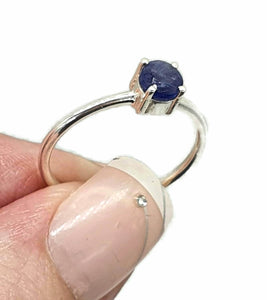 Blue Sapphire ring, Sterling Silver, Round Shaped, Australian Sapphire, September Birthstone - GemzAustralia 