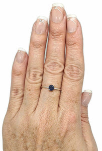 Blue Sapphire ring, Sterling Silver, Round Shaped, Australian Sapphire, September Birthstone - GemzAustralia 