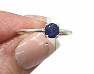 Blue Sapphire ring, Sterling Silver, Round Shaped, Australian Sapphire, September Birthstone - GemzAustralia 