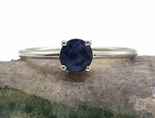 Load image into Gallery viewer, Blue Sapphire ring, Sterling Silver, Round Shaped, Australian Sapphire, September Birthstone - GemzAustralia 