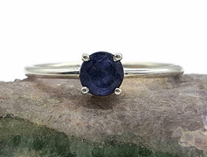 Blue Sapphire ring, Sterling Silver, Round Shaped, Australian Sapphire, September Birthstone - GemzAustralia 